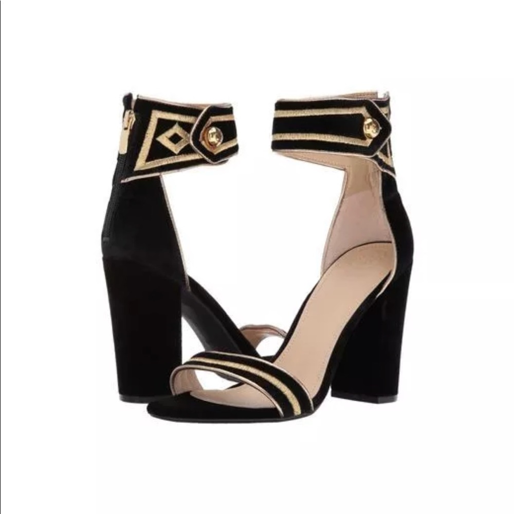 Guess Cersian Black & Gold Open Toe Dress Sandals
